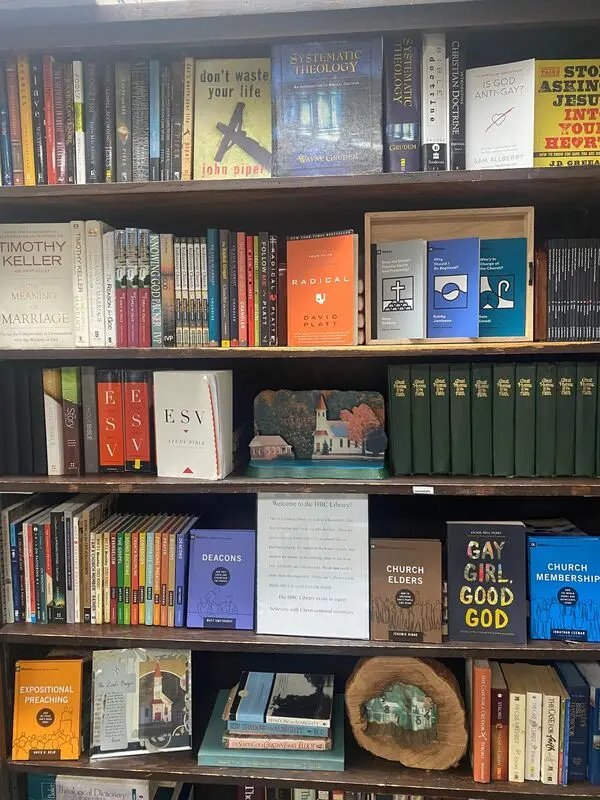 Shelves of Christian books